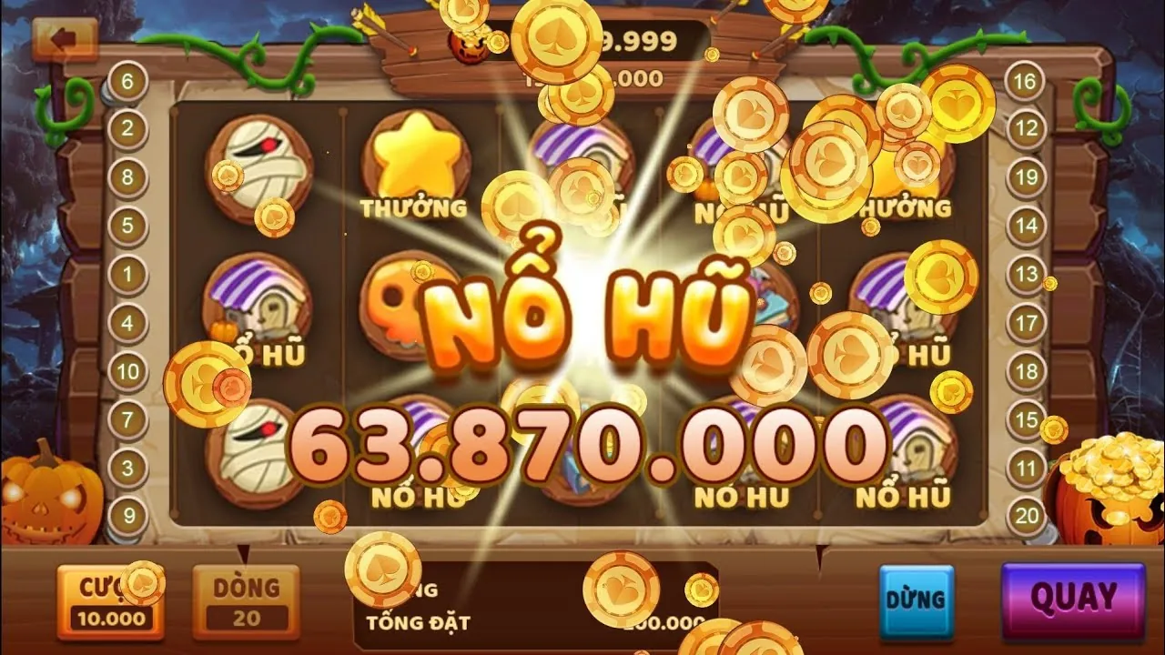 Màn hình game nổ hũ helo888 info với biểu tượng chiến thắng